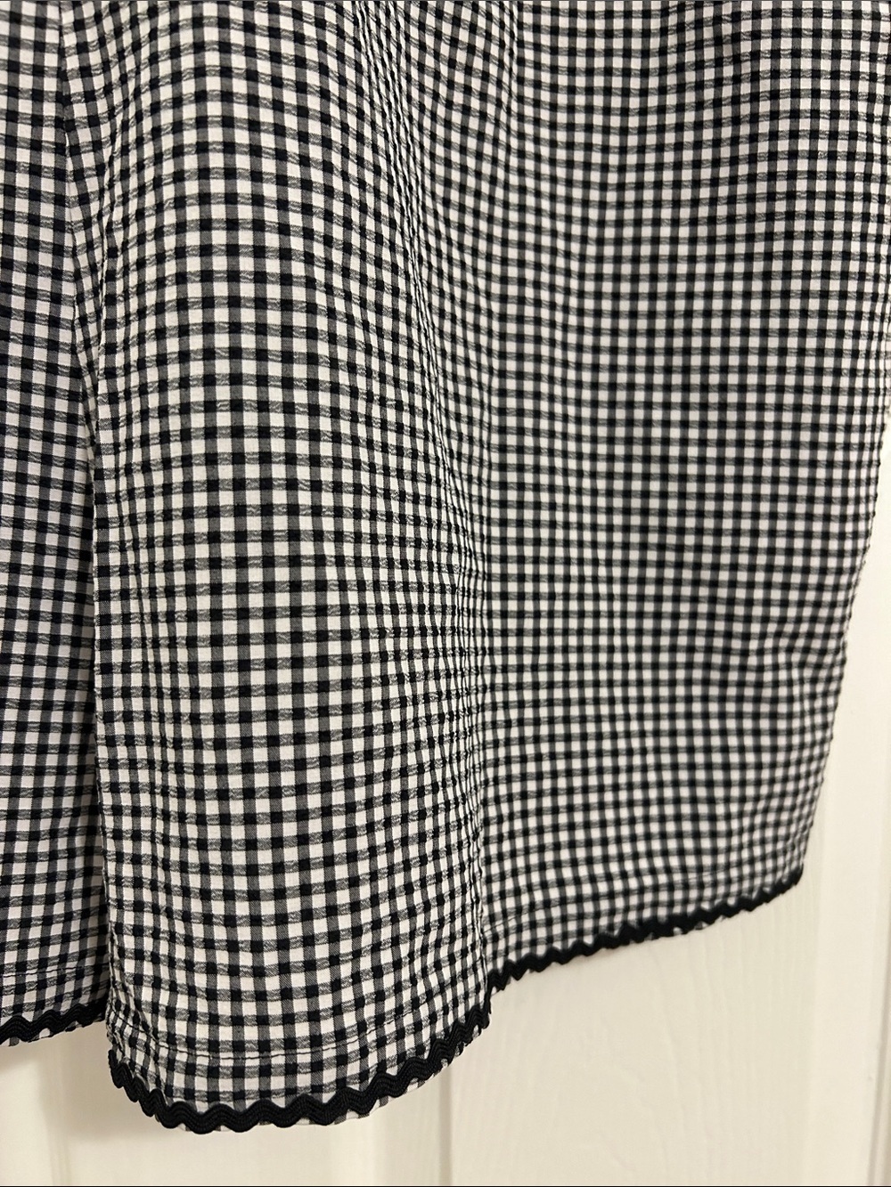 Solid & Striped Estelle Gingham Seersucker Embroidered Trim Romper Size Large - Picture 9 of 11